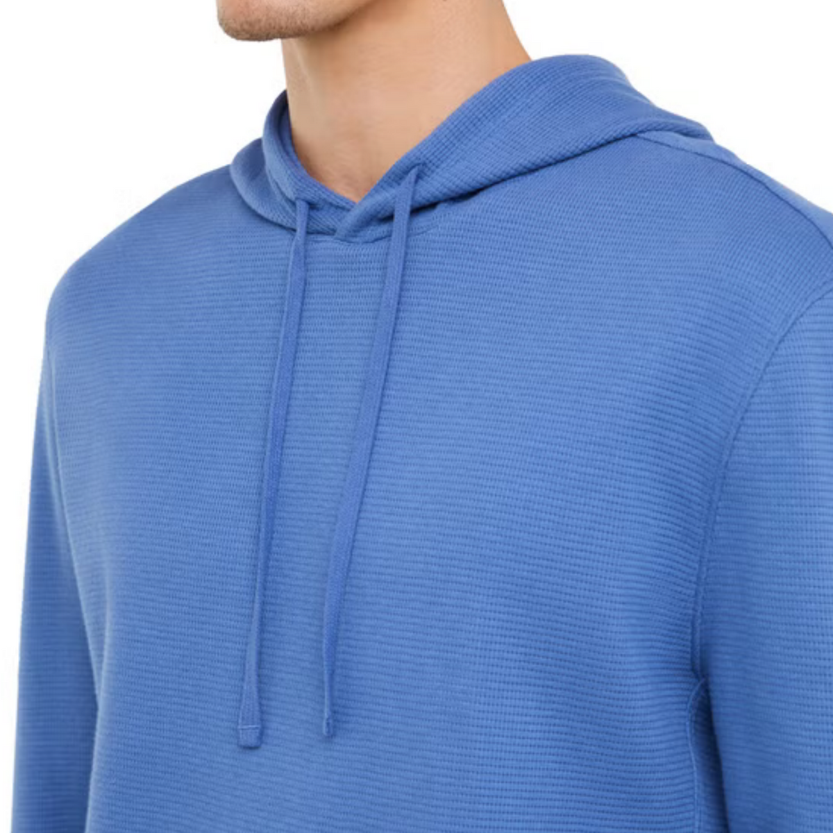 Sweat à capuche GAP pour homme en coton gaufré, coupe décontractée et poignets côtelés. | GAP men's waffle-knit cotton hoodie with relaxed fit and ribbed cuffs