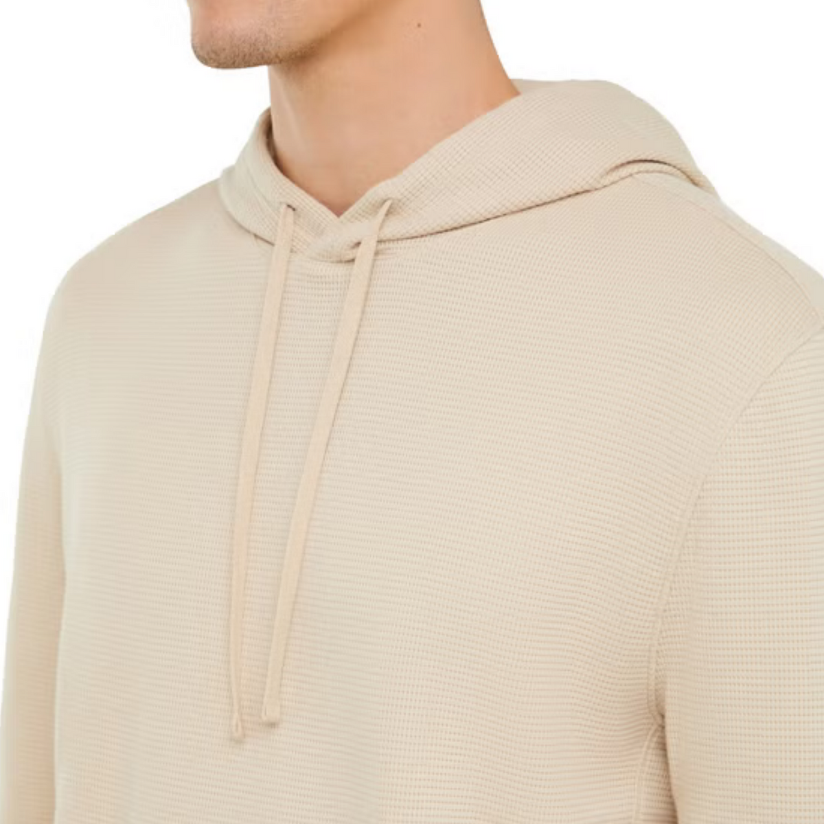 Sweat à capuche GAP pour homme en coton gaufré, coupe décontractée et poignets côtelés. | GAP men's waffle-knit cotton hoodie with relaxed fit and ribbed cuffs