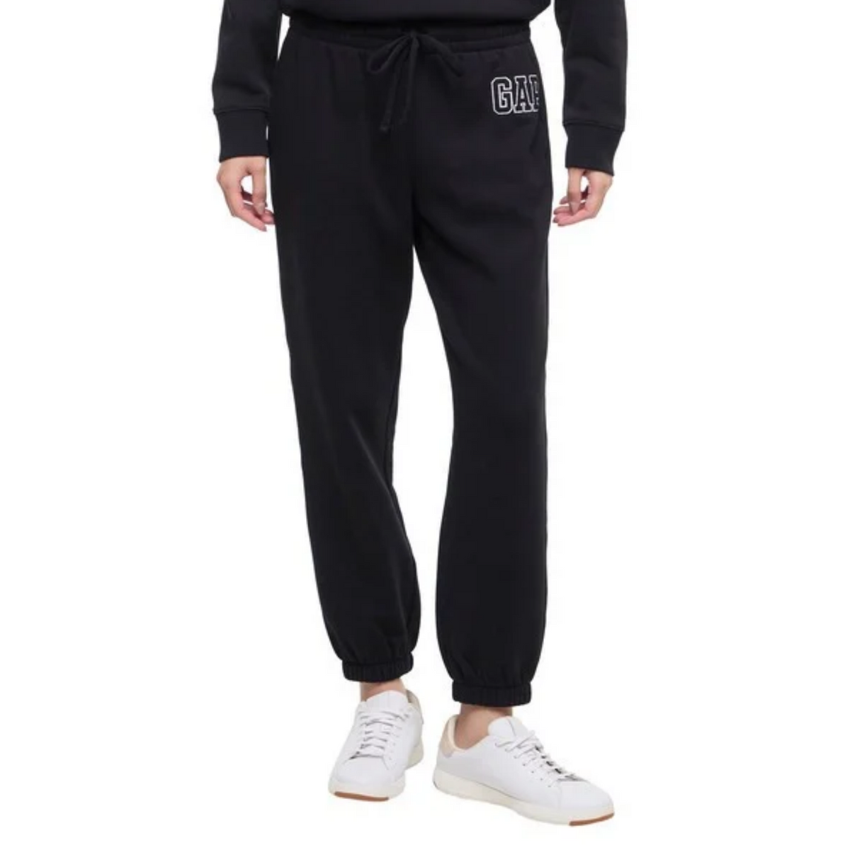 Pantalon de jogging GAP noir avec taille ajustable et logo brodé | Black GAP joggers with adjustable waist and embroidered logo