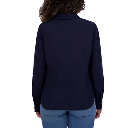 TOMMY HILFIGER - Blouse à Manches Retroussables pour Femme-WOMEN'S-ROLL-TAB-BLOUSE-COSTCO-1863036-NAVY-MARINE-3