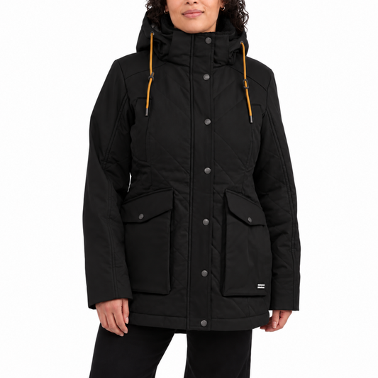 HUNTER – Manteau matelassé à capuchon amovible pour femme noir | HUNTER – Women's Quilted Coat with Removable Hood black