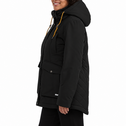 HUNTER – Manteau matelassé à capuchon amovible pour femme noir | HUNTER – Women's Quilted Coat with Removable Hood black