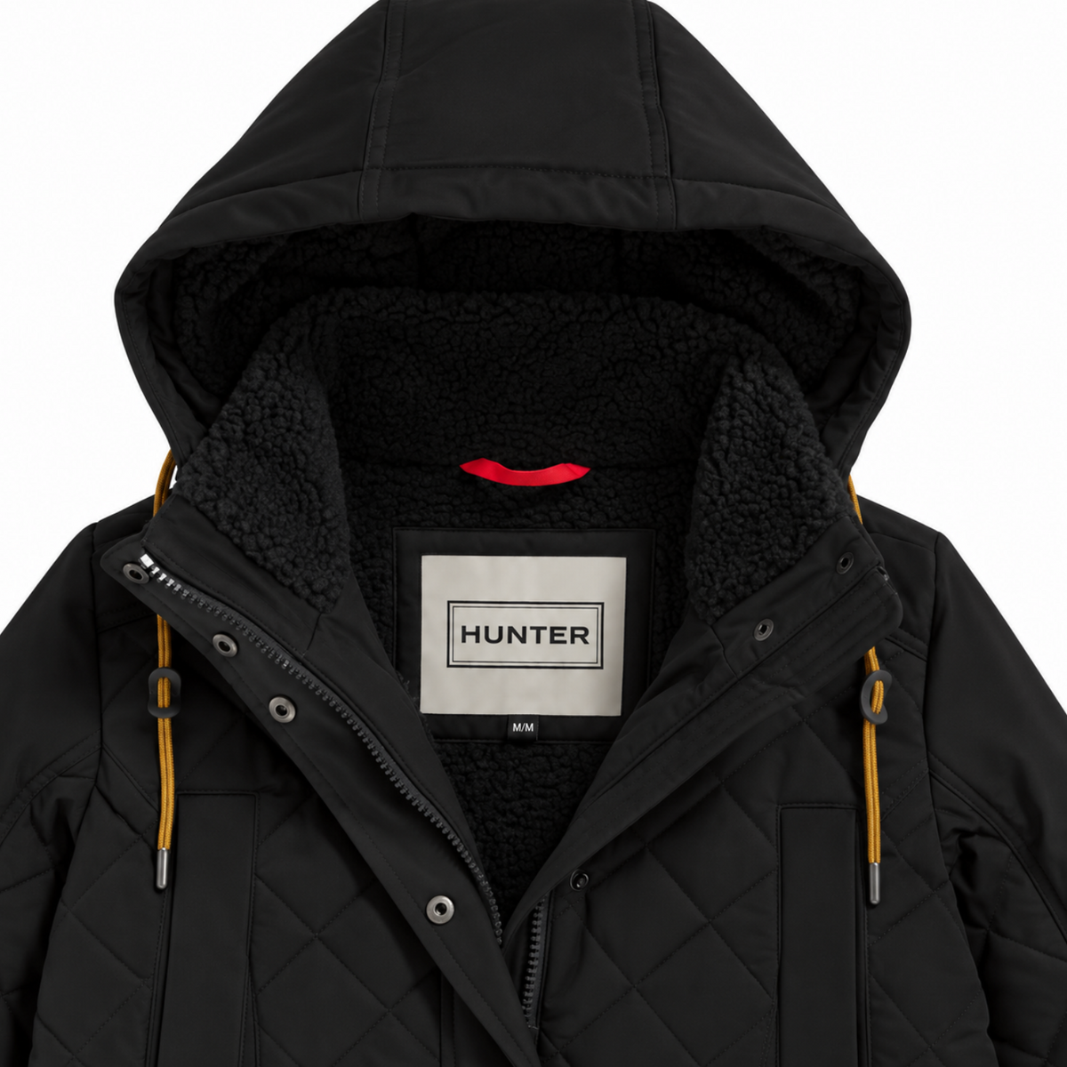 HUNTER – Manteau matelassé à capuchon amovible pour femme noir | HUNTER – Women's Quilted Coat with Removable Hood black