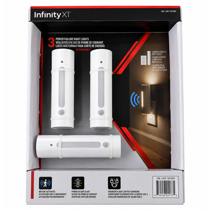 INFINITY X1 - Ensemble de 3 veilleuses en cas de panne de courant | INFINITY X1 - 3 power failure night lights