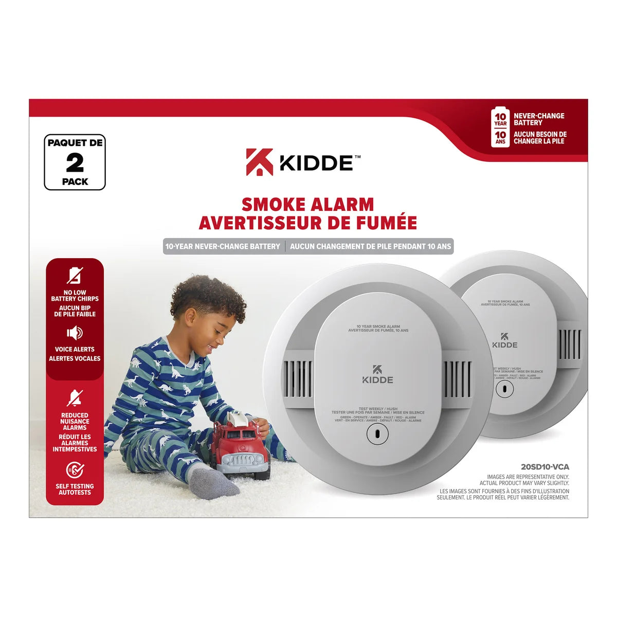 KIDDE - Paquet de 2 Avertisseurs de Fumée-PACK-SMOKE-ALARMS-COSTCO-1798981