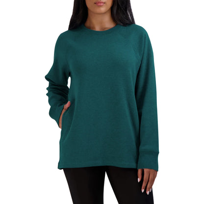 KIRKLAND-SIGNATURE-CHANDAIL-EN-MOLLETON-DOUILLET-POUR-FEMME-WOMEN'S-COZY-FLEECE-CREWNECK-SARCELLE-TEAL-COSTCO-7992201-2