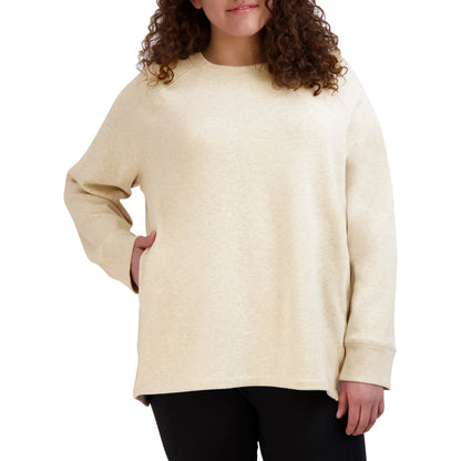 KIRKLAND-SIGNATURE-CHANDAIL-EN-MOLLETON-DOUILLET-POUR-FEMME-WOMEN'S-COZY-FLEECE-CREWNECK-BEIGE-COSTCO-7992201