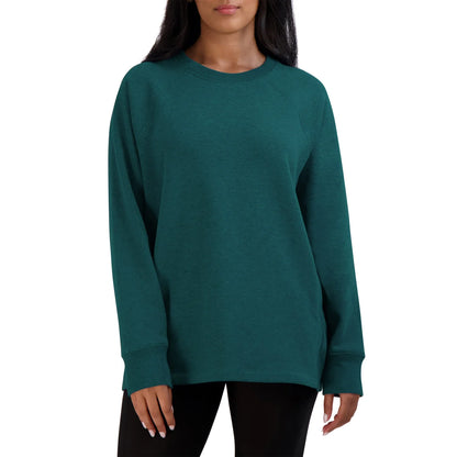 KIRKLAND-SIGNATURE-CHANDAIL-EN-MOLLETON-DOUILLET-POUR-FEMME-WOMEN'S-COZY-FLEECE-CREWNECK-SARCELLE-TEAL-COSTCO-7992201