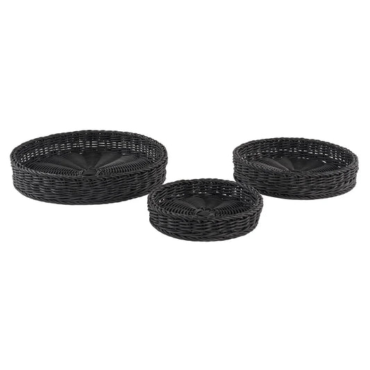 NEATFREAK - Ensemble de 3 Plateaux Tissés à la Main-HANDWOVEN-TRAY-SET-COSTCO-1878105-NOIR-BLACK-PACK