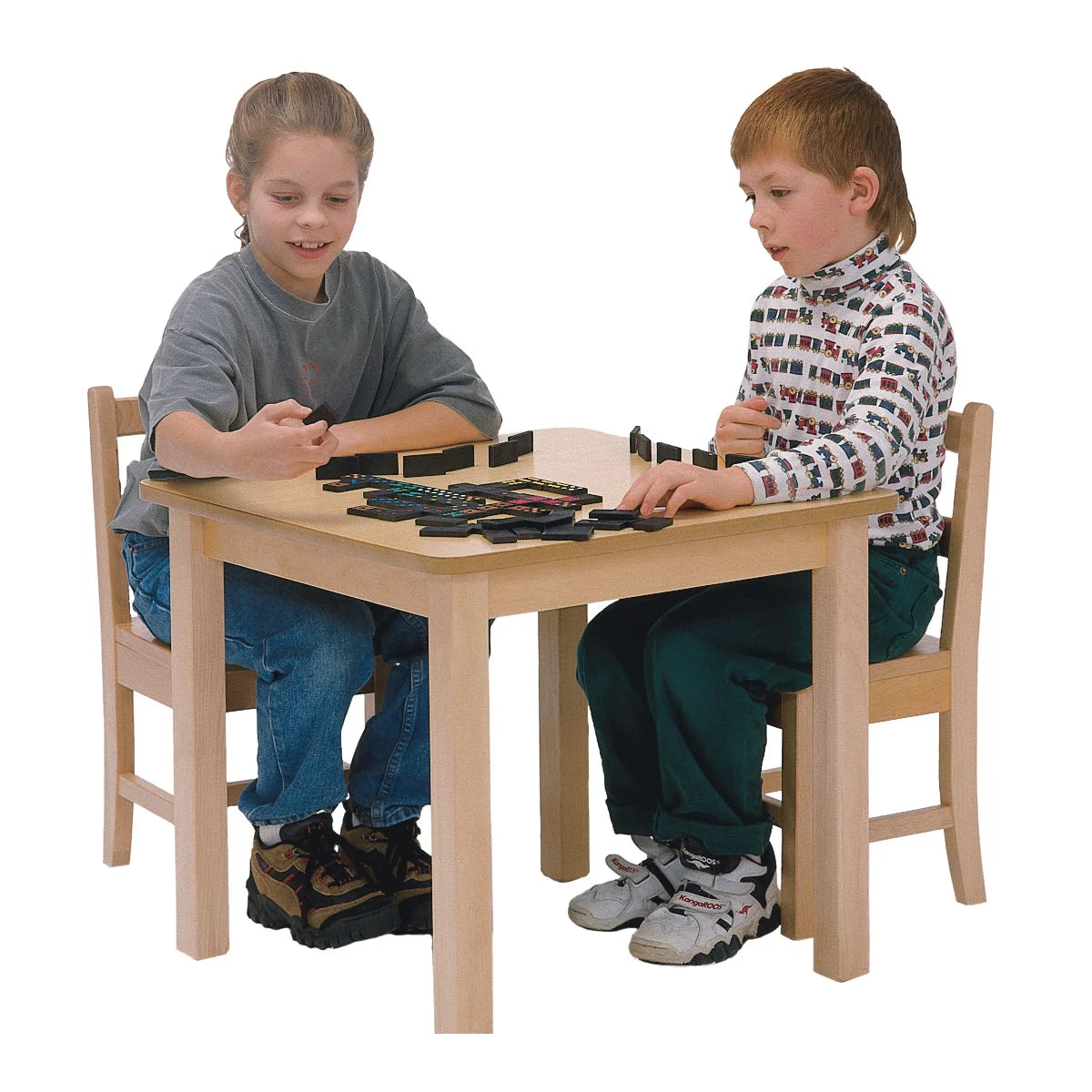 POITRAS - Table Carrée en Bois Dur Massif avec 2 Chaises pour Enfant-Solid Hardwood Square Table with 2 Chairs-1446536-3