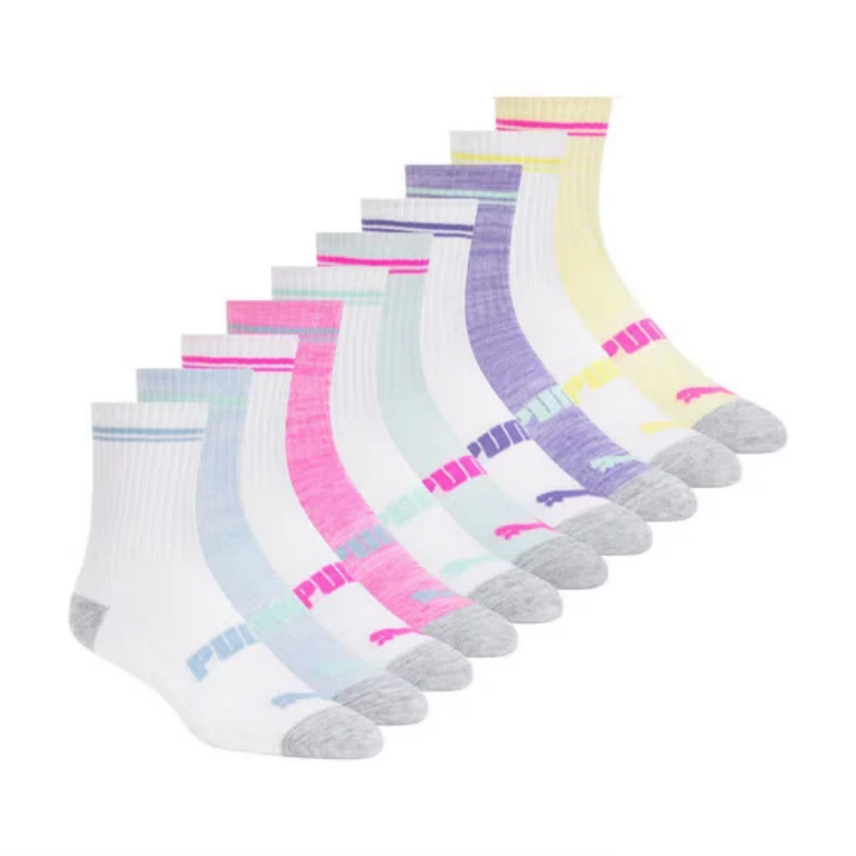 PUMA – Ensemble de 10 paires de chaussettes sport pour enfants avec soutien de la voûte plantaire | PUMA – Set of 10 pairs of kids' athletic socks with arch support