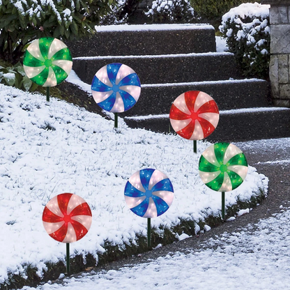 Ensemble de 6 piquets de pelouse lumineux à DEL pour décoration extérieure | Set of 6 LED lighted lawn stakes for outdoor decoration