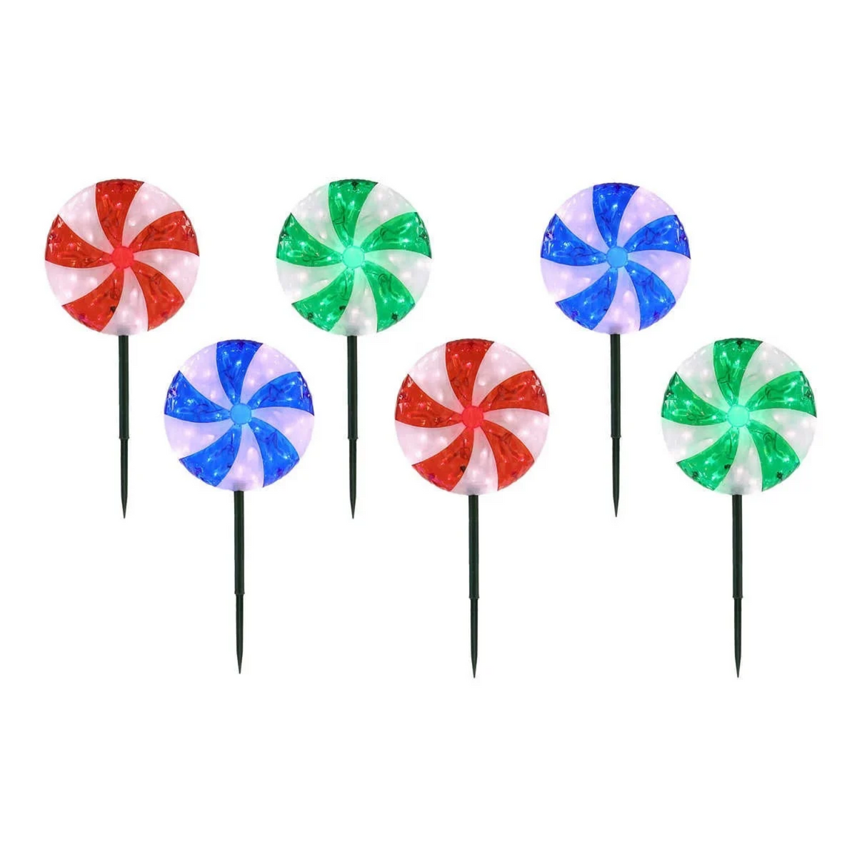 Ensemble de 6 piquets de pelouse lumineux à DEL pour décoration extérieure | Set of 6 LED lighted lawn stakes for outdoor decoration