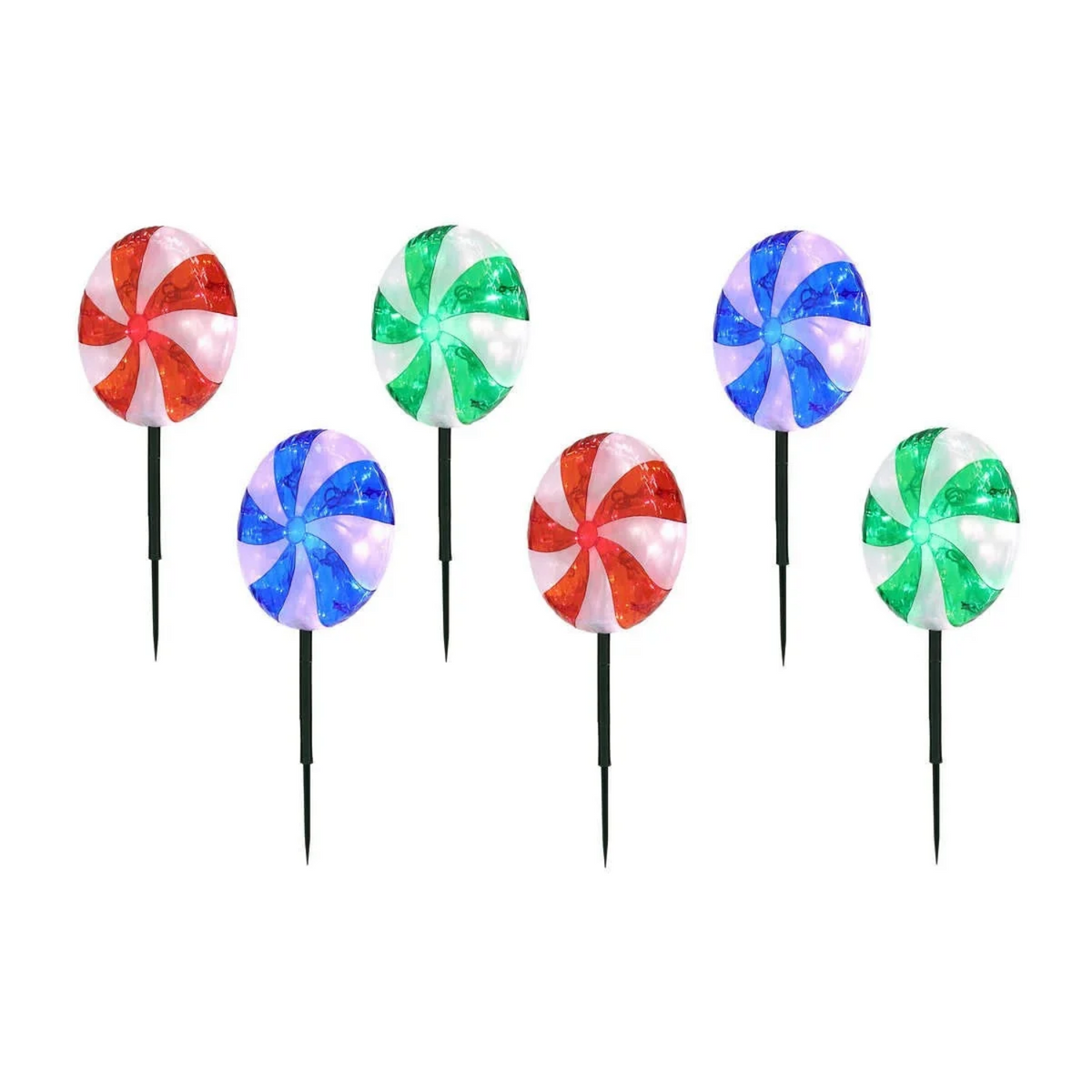 Ensemble de 6 piquets de pelouse lumineux à DEL pour décoration extérieure | Set of 6 LED lighted lawn stakes for outdoor decoration