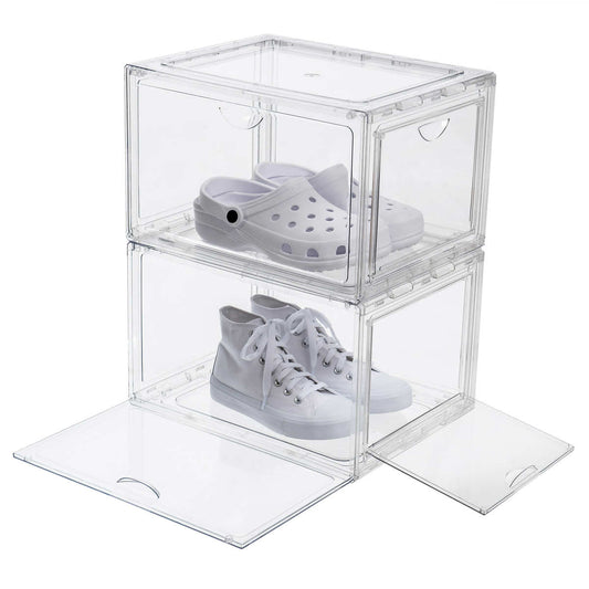 PAQUET-4-BOITES-CHAUSSURES-EMPILABLES-STACKABLE-SHOE-BOX-ORGANIZER-PACK