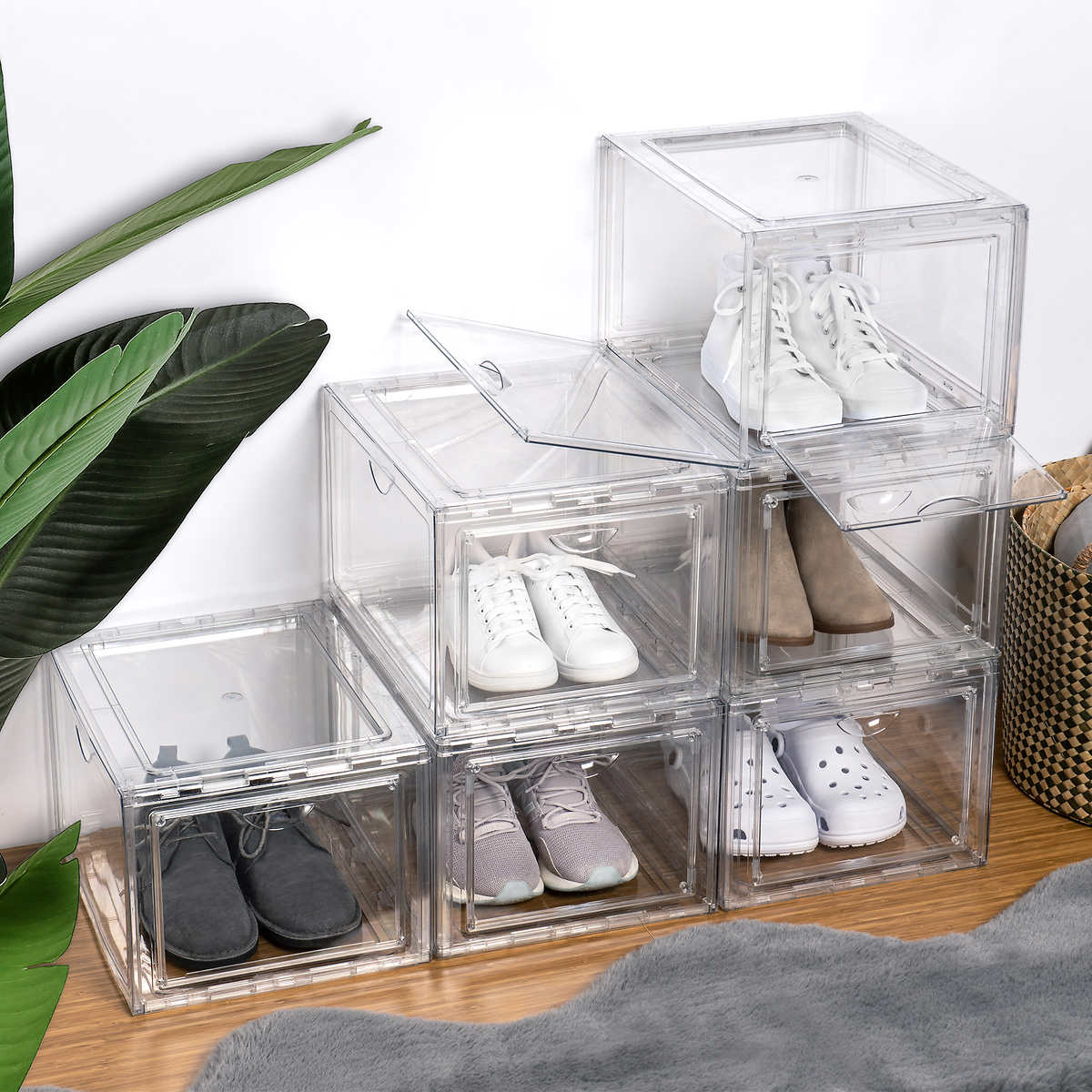 PAQUET-4-BOITES-CHAUSSURES-EMPILABLES-STACKABLE-SHOE-BOX-ORGANIZER-PACK-2