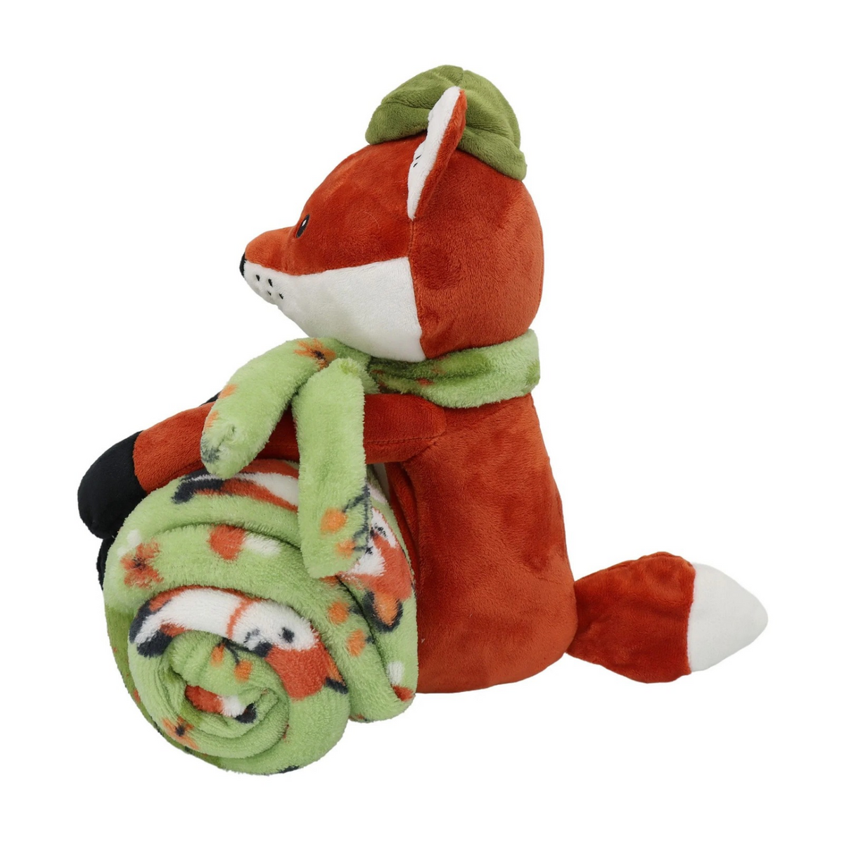 S&CO Copains câlins – Ensemble de jeté imprimé et peluche renard | Printed throw blanket and fox plush toy