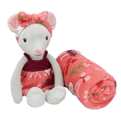 S&CO Copains câlins – Ensemble de jeté imprimé et peluche souris | Printed throw blanket and mouse plush toy