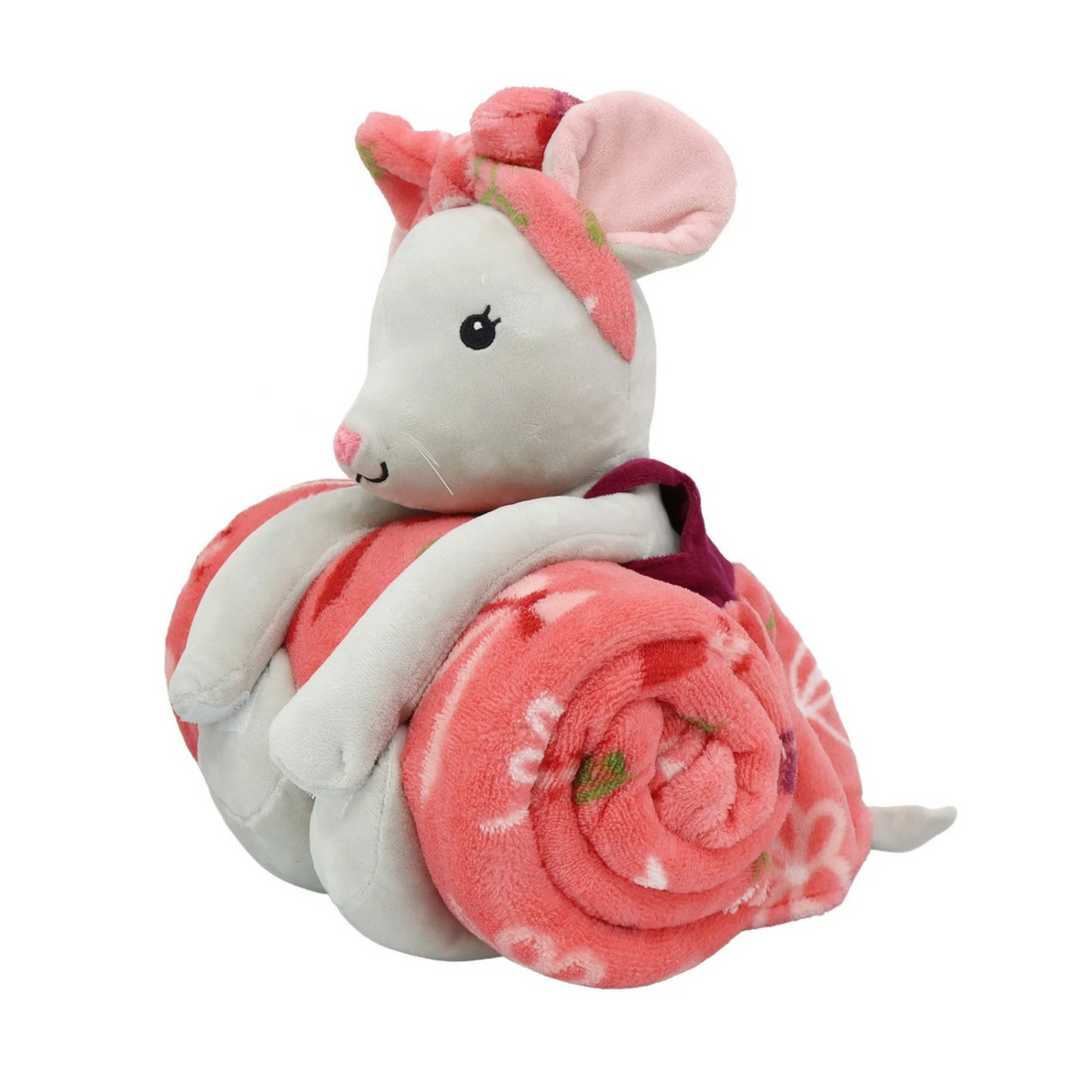 S&CO Copains câlins – Ensemble de jeté imprimé et peluche souris | Printed throw blanket and mouse plush toy