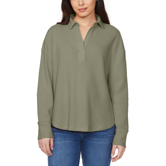 BUFFALO - Haut en Tissu Gaufré et Encolure en V Pour Femme-Womens-V-Neck-Collar-Top-Vert-Green-1913893-1913890