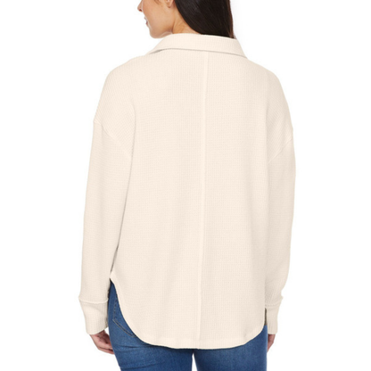 BUFFALO - Haut en Tissu Gaufré et Encolure en V Pour Femme-Womens-V-Neck-Collar-Top-Blanc-Crème-White-Cream-1913892-1913890