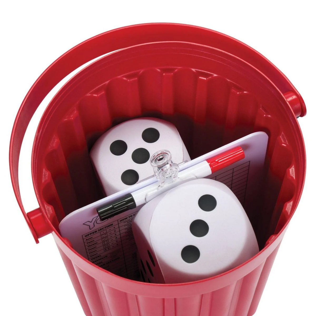 HASBRO – Jeu de dés Yahtzee géant avec dés en mousse et seau de rangement | HASBRO – Giant Yahtzee dice game with foam dice and storage bucket
