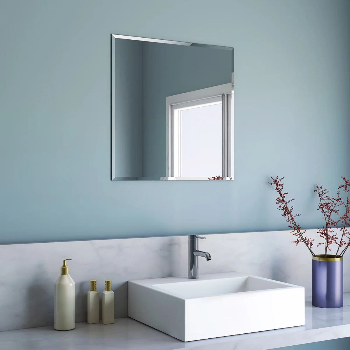 APPOLLO SUMMER - Miroir Moderne Carré Biseauté Sans Cadre *Boite Ouverte*-modern-square-frameless-beveled-mirror-costco-1541360-2