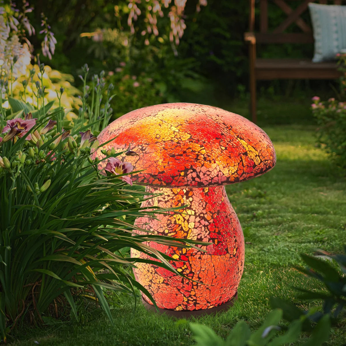 AURORA LIGHTING - Lampe Champignon en Mosaïque Solaire-Solar-Mosaic-Mushroom-Light-Rouge-Red-1938047-2938047