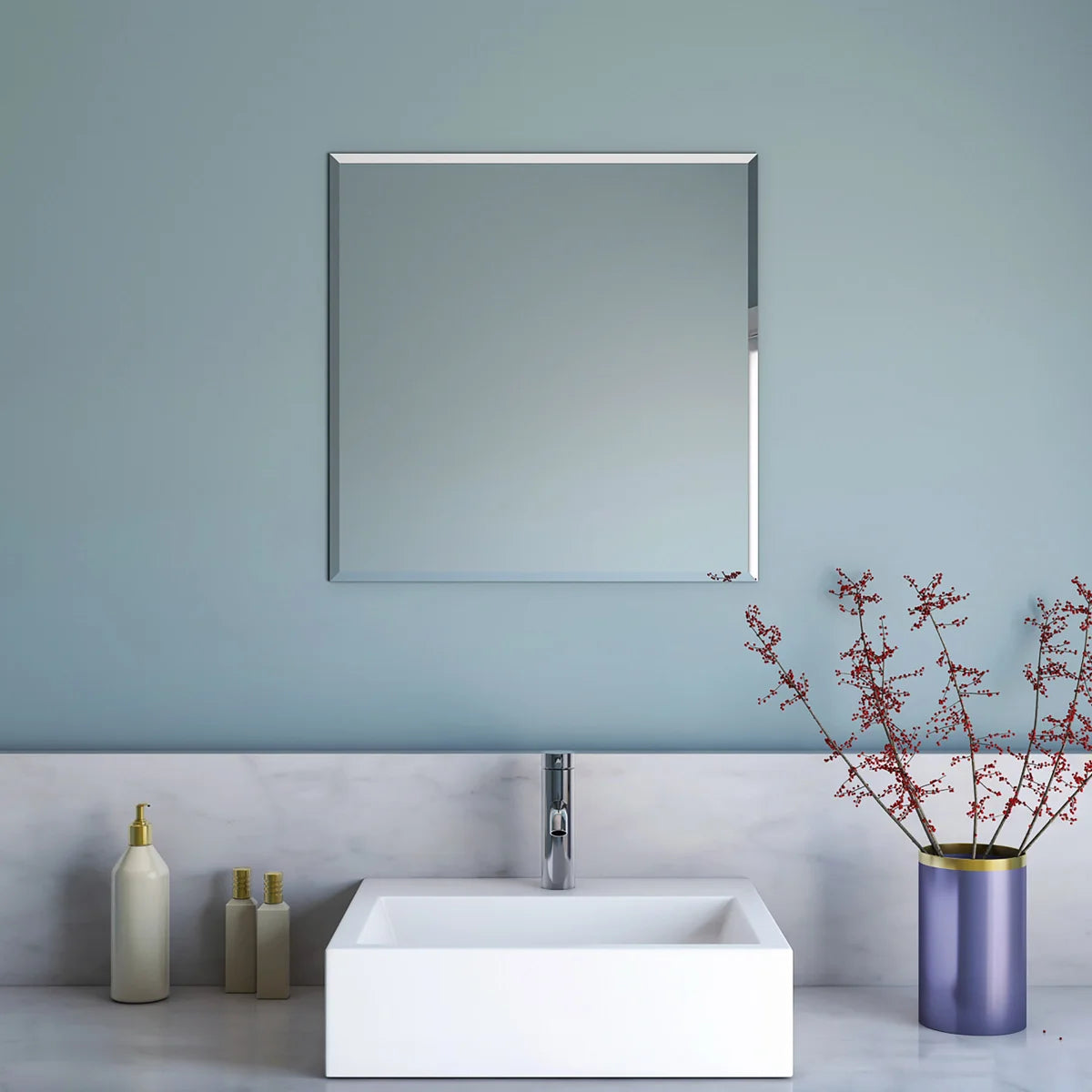 APPOLLO SUMMER - Miroir Moderne Carré Biseauté Sans Cadre *Boite Ouverte*-modern-square-frameless-beveled-mirror-costco-1541360