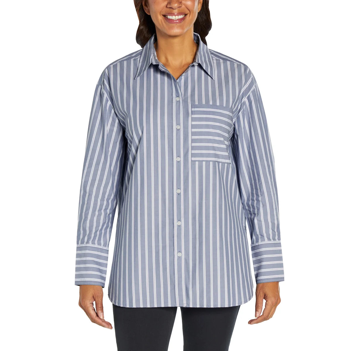 banana-republic-chemisier-femme-women's-button-down-shirt-blue-bleu