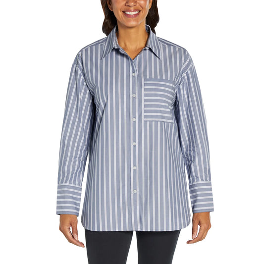 banana-republic-chemisier-femme-women's-button-down-shirt-blue-bleu