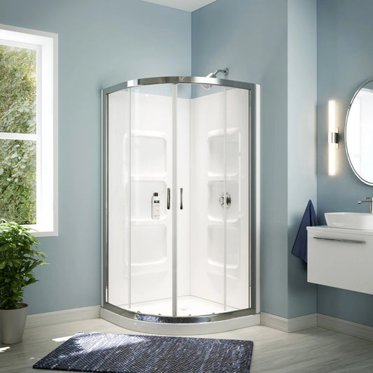 APPOLO - Ensemble de Douche Néo-Ronde avec Base et Parois Alana-round-shower-with-base-and-walls-costco-1603270-chrome-38-po
