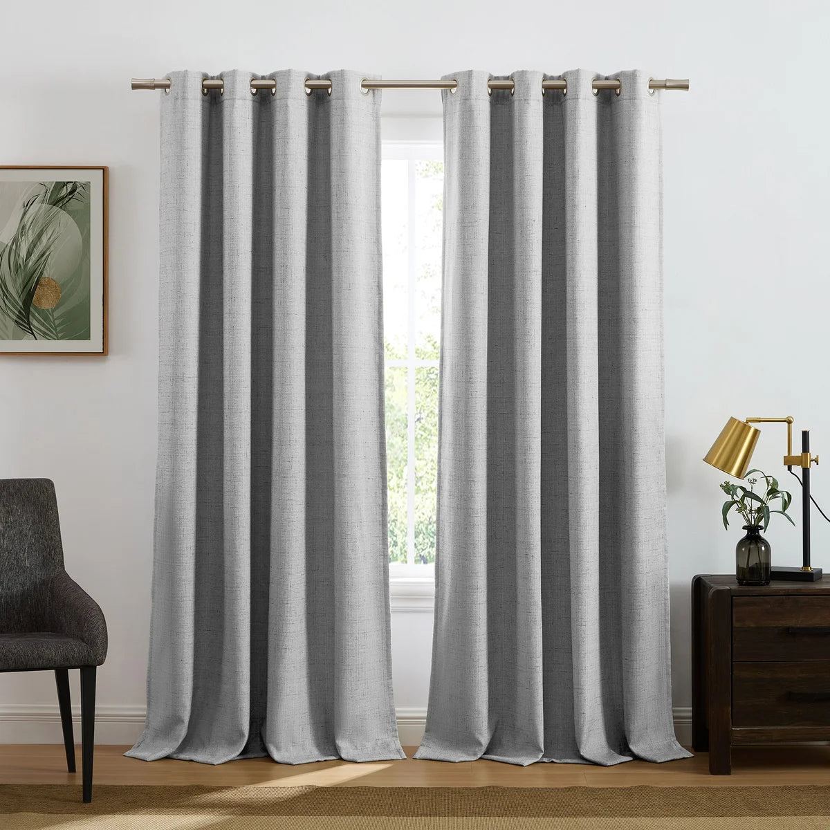 SUN+BLK - Ensemble de 2 Rideaux Totalement Obscurcissant Maxwell-gris-grey-set-total-blackout-curtains-pack