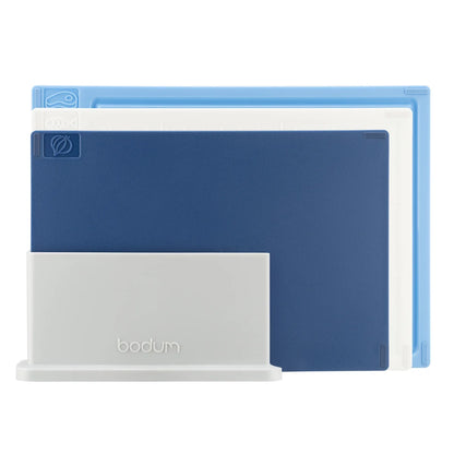 BODUM - Ensemble de 3 Planches à Découper avec Support-cutting-coards-holder-bistro-costco-1882041-bleu-blue