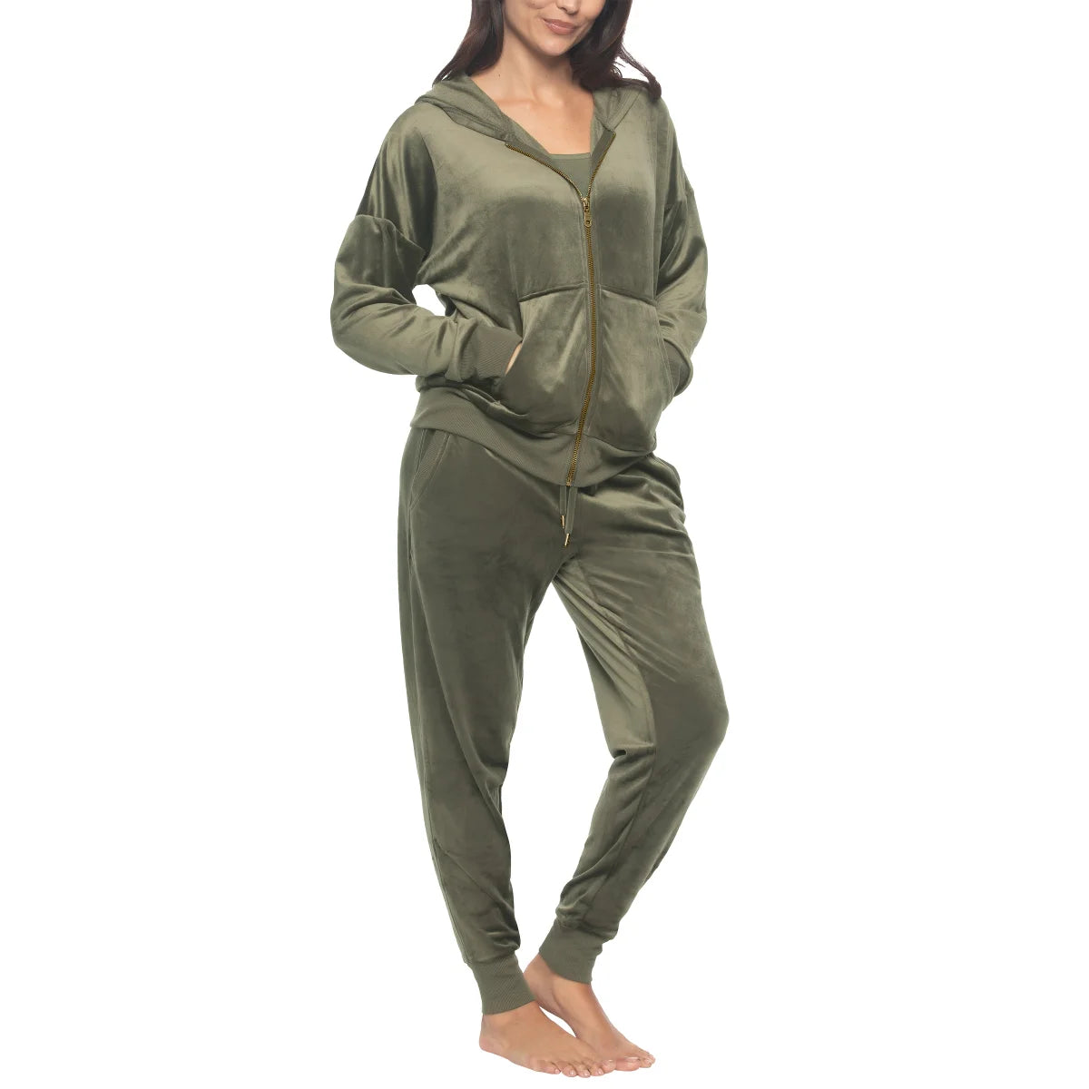 BLACK BOW - Ensemble de Détente en Velours pour Femme, 2 Pièces-women's-velour-lounge-set-costco-1926397-vert-green-2