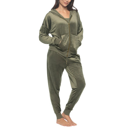 BLACK BOW - Ensemble de Détente en Velours pour Femme, 2 Pièces-women's-velour-lounge-set-costco-1926397-vert-green-2
