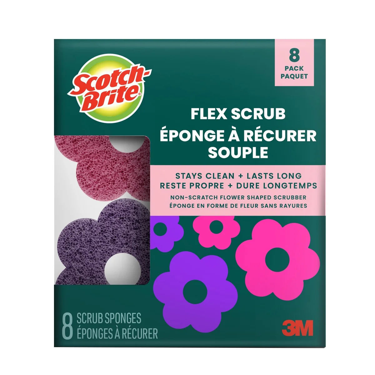 SCOTCH-BRITE - Paquet de 8 Éponges à Récurer Souples