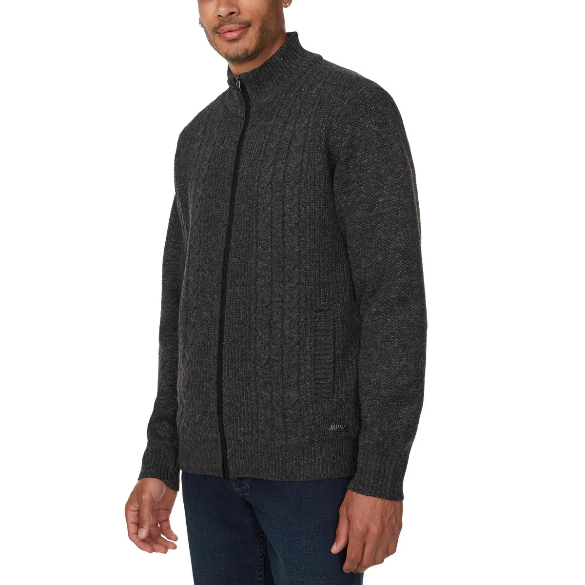 Buffalo - Pull à Fermeture Éclair Intégrale pour Homme-Mens-Full-Zip-Cable-Sweater-1903425-1935133-Noir-Black