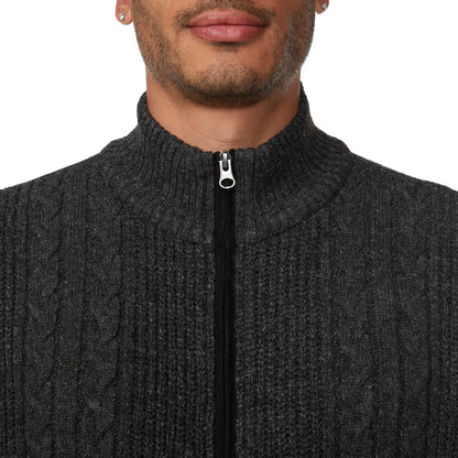 Buffalo - Pull à Fermeture Éclair Intégrale pour Homme-Mens-Full-Zip-Cable-Sweater-1903425-1935133-Noir-Black