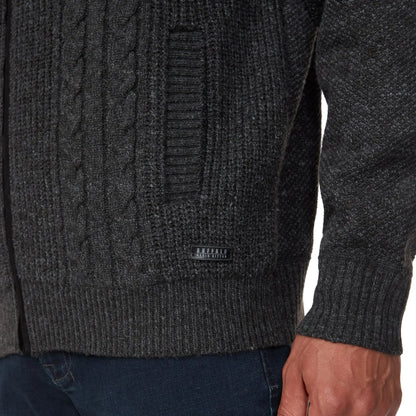 Buffalo - Pull à Fermeture Éclair Intégrale pour Homme-Mens-Full-Zip-Cable-Sweater-1903425-1935133-Noir-Black