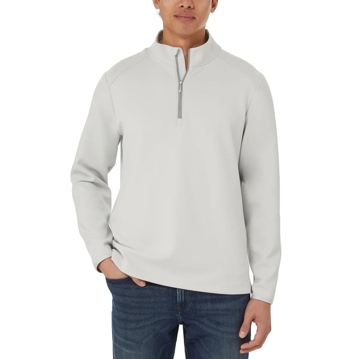 KIRKLAND SIGNATURE - Chandail Demi-Fermeture Éclair pour Homme-Mens-1/2-Zip-Pullover-Gris-Grey-7771553-1916909