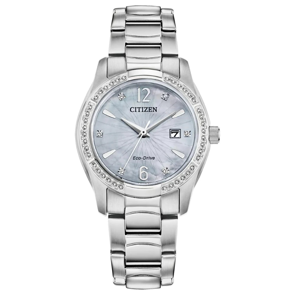 CITIZEN-MONTRE-FEMME-WOMEN-WATCH-SILVER-ARGENT-DIAMANT-DIAMOND-NACRÉ-MOTHER-OF-PEARL