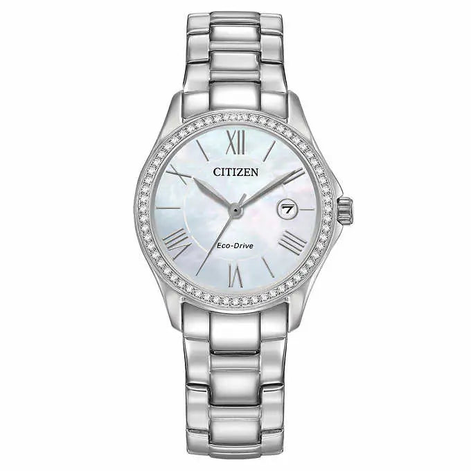 citizen-montre-femme-argent-diamand-nacré-women-watch-silver-diamond-mother-pearl