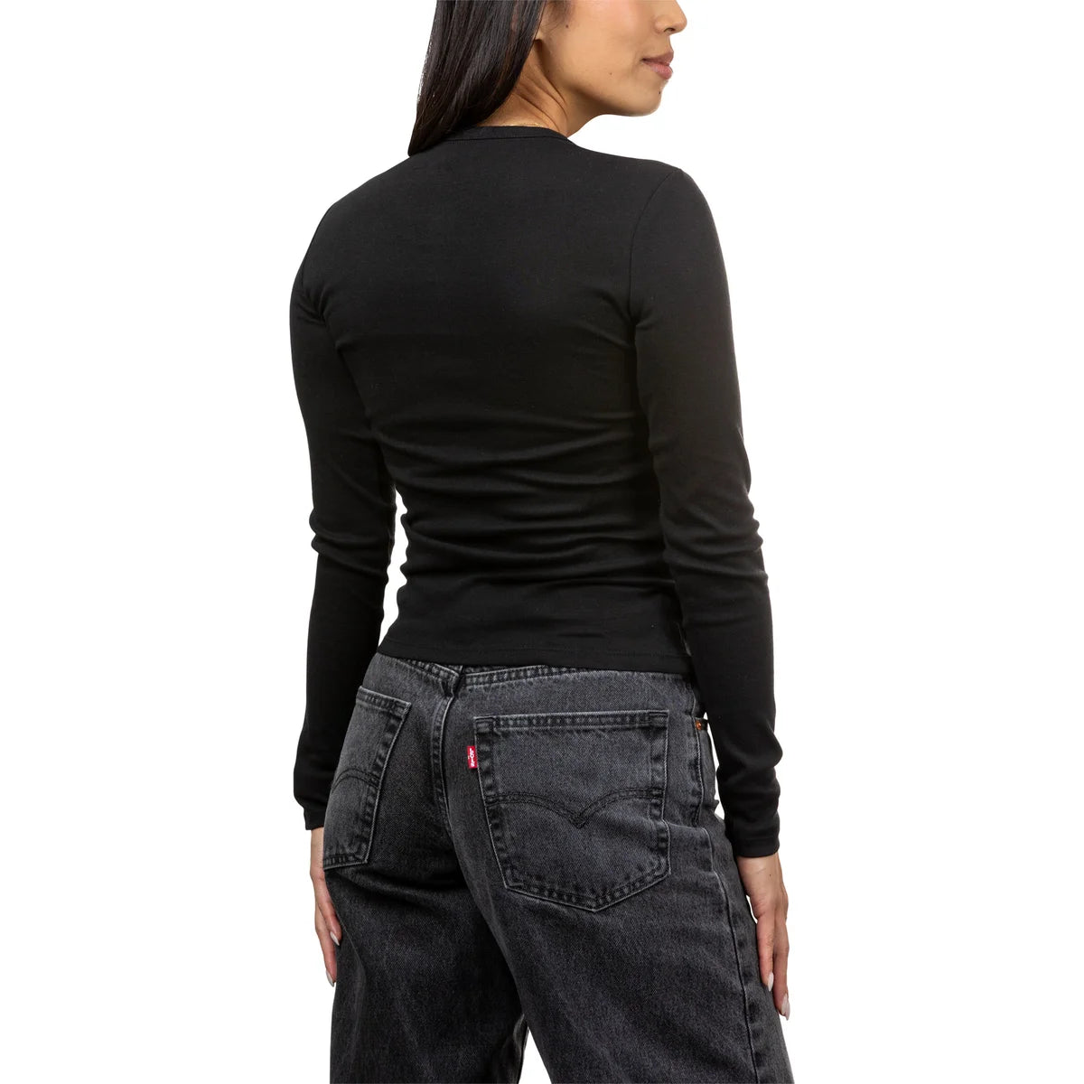CALVIN KLEIN -  Chandail Henley pour Femme-Womens-Long-Sleeve-Noir-Black-1907725-1933647