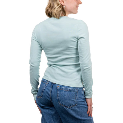 CALVIN KLEIN -  Chandail Henley pour Femme-Womens-Long-Sleeve-Bleu-Turquoise-Blue-1907725-1933648