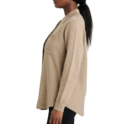 COMO VINTAGE - Veste-Chemise en Tricot Pour Femme-Womens-Knit-Shirt-Jacket-Beige-Brun-Brown-1914193-1944428