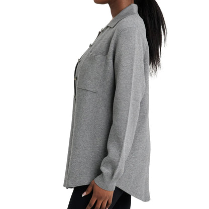 COMO VINTAGE - Veste-Chemise en Tricot Pour Femme-Womens-Knit-Shirt-Jacket-Gris-Grey-1944438-1944429