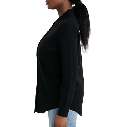 COMO VINTAGE - Veste-Chemise en Tricot Pour Femme-Womens-Knit-Shirt-Jacket-Noir-Black-1914191-1944427