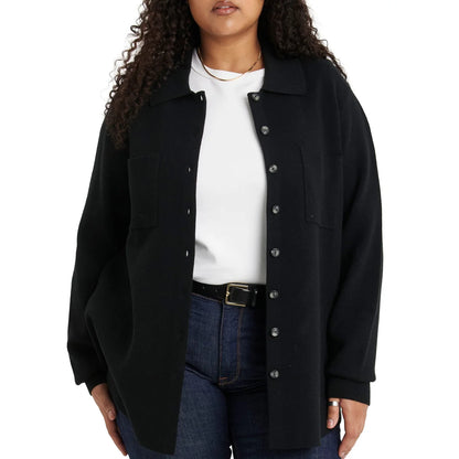 COMO VINTAGE - Veste-Chemise en Tricot Pour Femme-Womens-Knit-Shirt-Jacket-Noir-Black-1914191-1944427