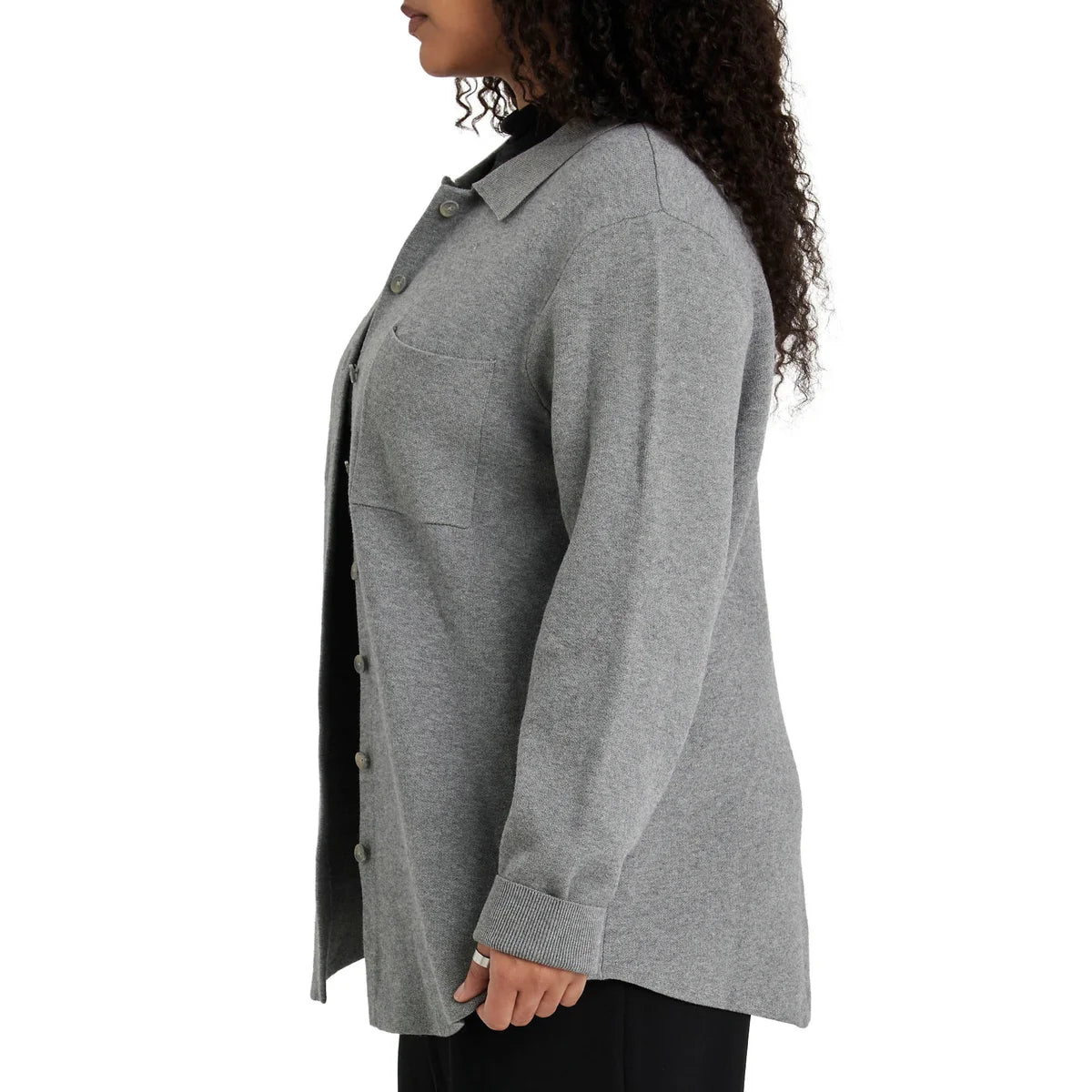 COMO VINTAGE - Veste-Chemise en Tricot Pour Femme-Womens-Knit-Shirt-Jacket-Gris-Grey-1944438-1944429